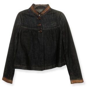 LaRok Leather Trimmed Denim Jacket Sz. XS